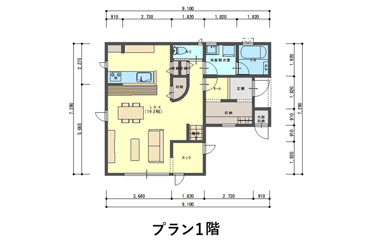 矢巾展示場　プラン1階　間取り図